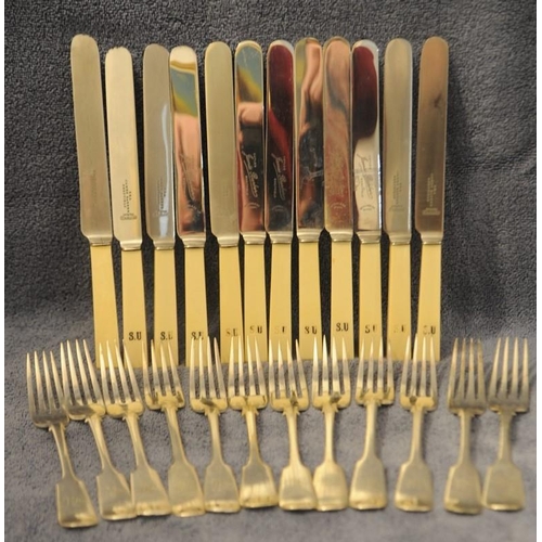 284 - 12 Bone Handled Large Dinner Knives and 12 Large Dinner Forks.