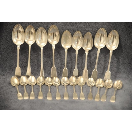 288 - 9 Silver Plated Engraved Table Spoons and 13 Engraved Tea Spoons