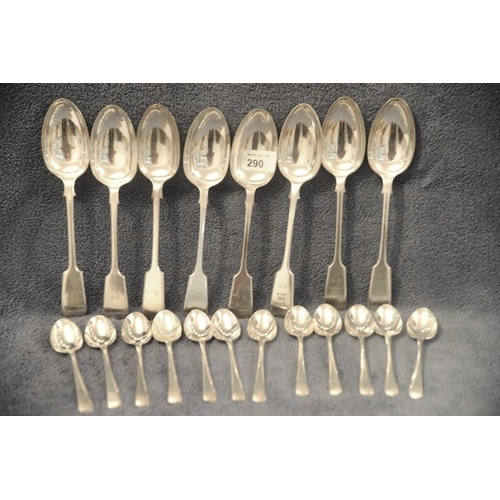 290 - 8 Silver Plated Engraved Table Spoons and 12 engraved Tea Spoons