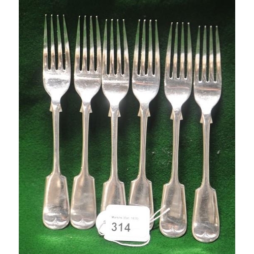 314 - 6 Silver Plated Dinner Forks