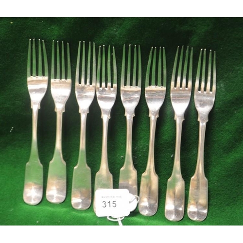 315 - 8 Fiddle Pattern Silver Dinner Forks, Dublin 1808