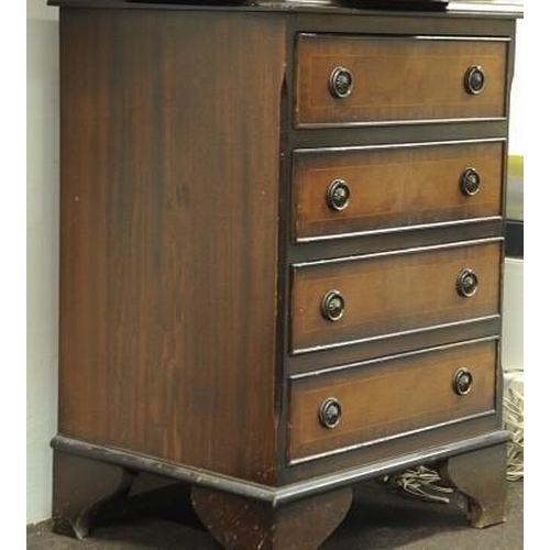 42 - Small inlaid Mahogany Chest of 4 Drawers on bracket feet.