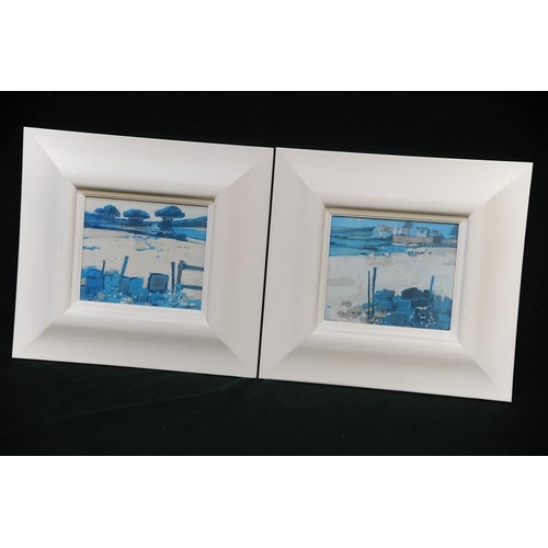 50 - Pair of framed Blue and white Prints