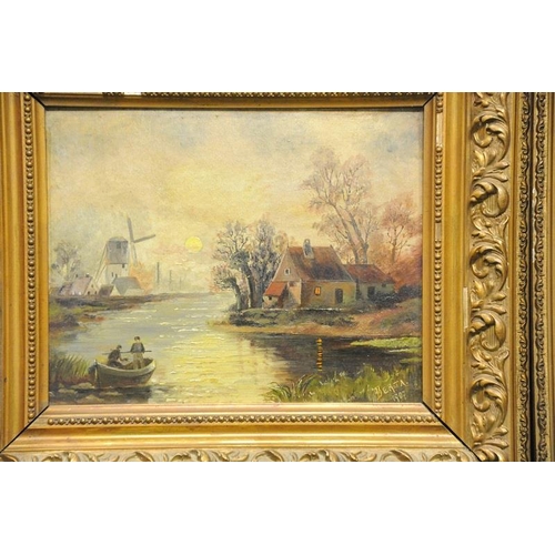 114 - Pair of Gilt framed Oil Paintings on Panels 