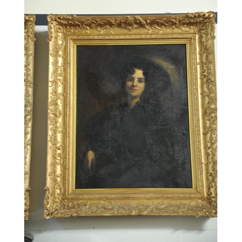 122 - Pair of large gilt framed Portraits of a Lady and a Gentleman (30