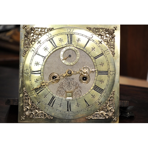 159 - Early 18th. Century Antique oak long Cased Grandfather Clock with brass dial by Will Hubert, Bristol... 