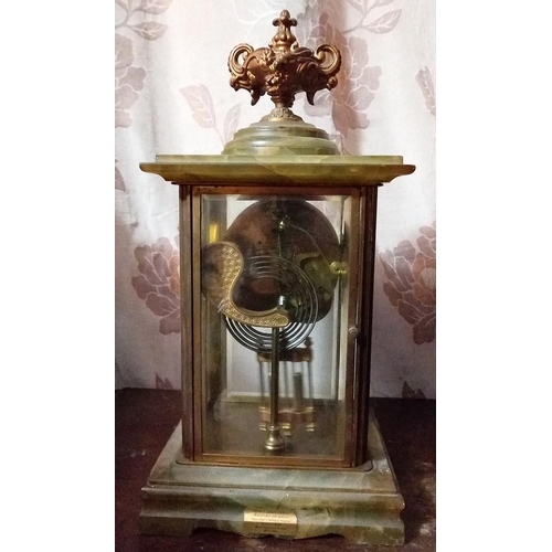 253 - Marble Mantle Clock with ceramic & brass dial and Urn finial (Ansonia Clock Company, New York) (  (1... 