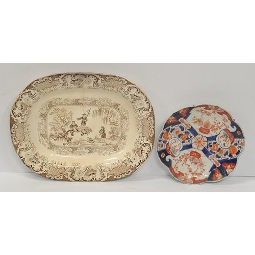 301 - Large China Meat Platter and an Imari China Wall Plaque