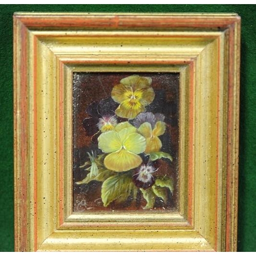 37 - Set of 3 Gilt framed Miniature Oil Paintings of Flowers - by Fred Gruizinga