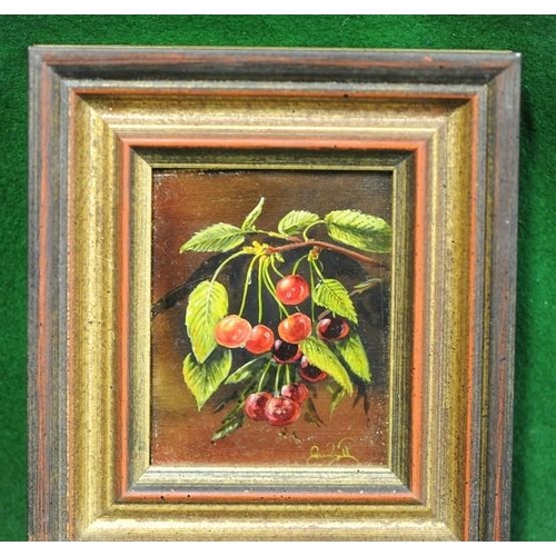 37 - Set of 3 Gilt framed Miniature Oil Paintings of Flowers - by Fred Gruizinga