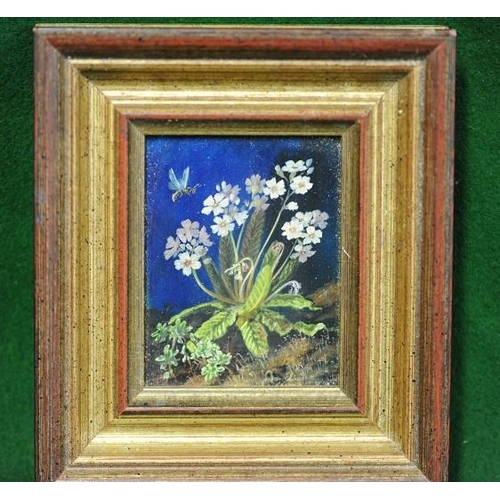 37 - Set of 3 Gilt framed Miniature Oil Paintings of Flowers - by Fred Gruizinga