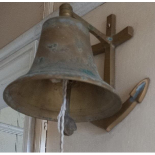 38 - Old Brass Bell mounted on Brass Anchor.