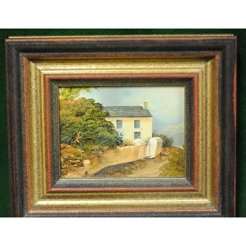 39 - Set of 3 gilt framed miniature Oil Paintings of Cottages and Power Head, Gyleen, East Cork - signed ... 