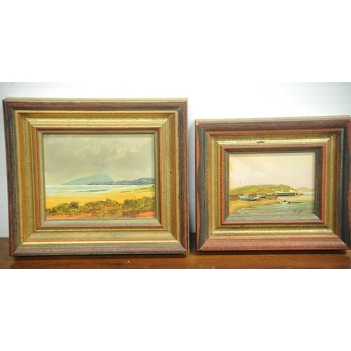 40 - Two gilt framed miniature Oil Paintings of West Cork Harbour Scene and Waterville Bay, Co. Kerry (si... 