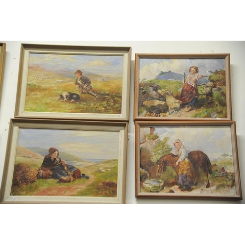 61 - Four Oil Paintings Country Scenes, two signed     