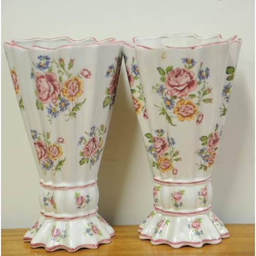 65 - Pair of white and floral China Vases