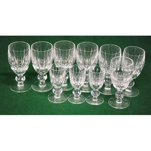 108 - Seven Waterford Cut Glass Sherry Glasses and Three Waterford Cut Glass Liqueur Glasses.