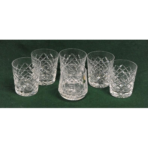 109 - Six Waterford Cut Glass Whiskey Tumblers (one odd)