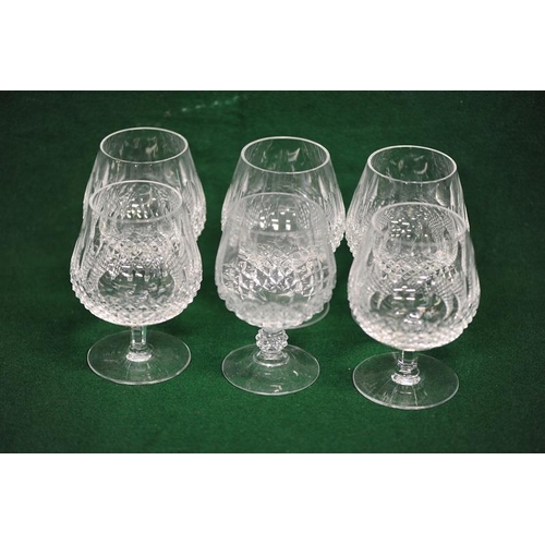 115 - Set of Six Waterford Cut Glass Brandy Glasses (one odd)