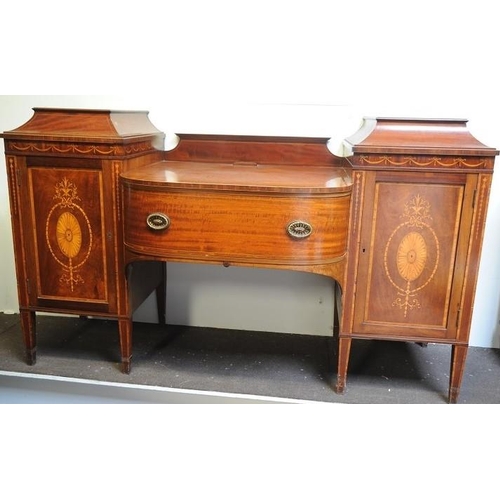 132 - Edwardian inlaid Mahogany Serpentine fronted 