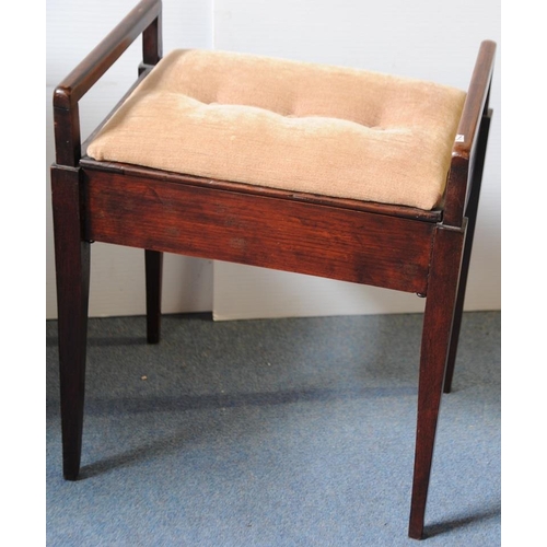 29 - Mahogany upholstered Piano Stool