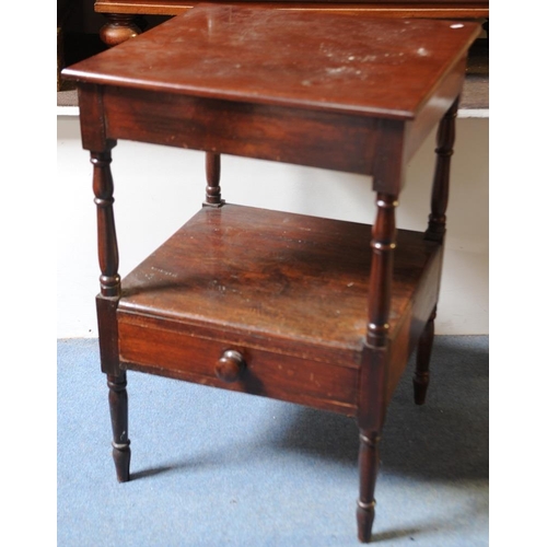 32 - Mahogany two tier Table fitted with a pull out Drawer