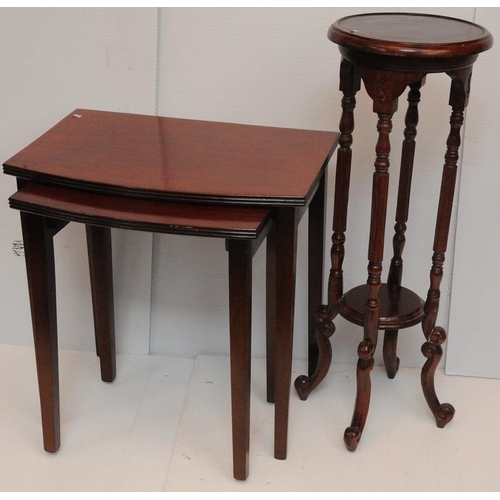 55 - Nest of two Mahogany Tables and a Mahogany Plant Stand