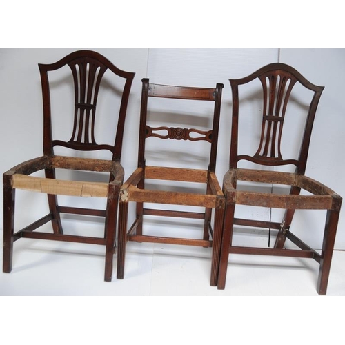 8 - Pair of Hepplewhite style Dining Chairs and a Regency Dining Chair (for restoration)