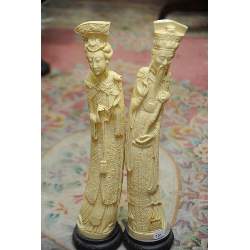 101 - Pair of large Chinese Figures of Lady and Gentleman (61cm High)