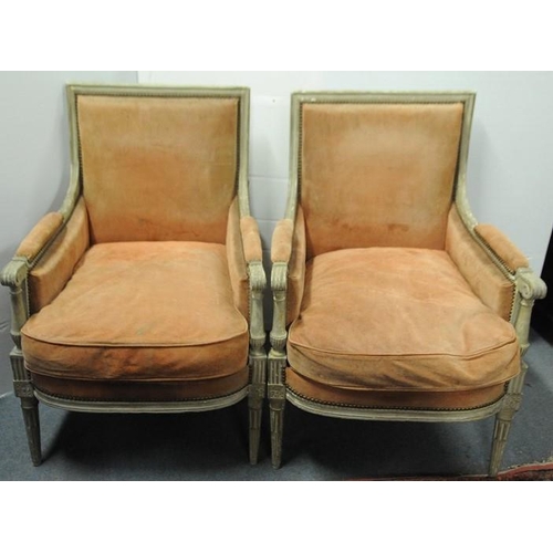 72 - Pair of Regency Style upholstered Armchairs.