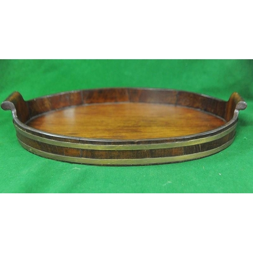 88 - Georgian Mahogany brass bound two handled oval Tray.