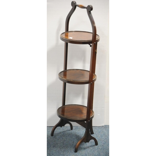 91 - Walnut three tier circular Cake Stand.