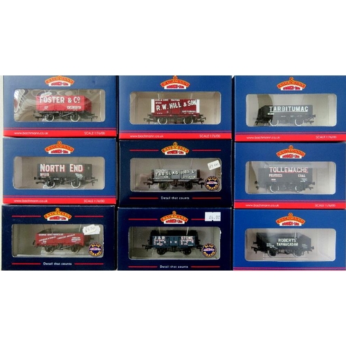 132 - BACHMANN 00 gauge assorted Goods Wagons mostly Private Owner to include: 2 x 8-Plank 37-161 and 37-1... 