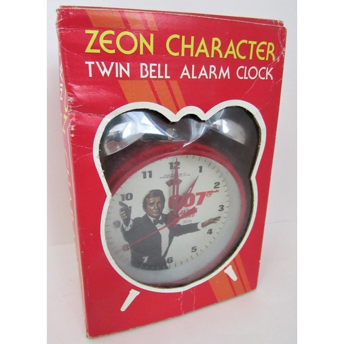 242 - JAMES BOND 007 Zeon Character Twin bell alarm clock in original box. Excellent plus in a Good Box.