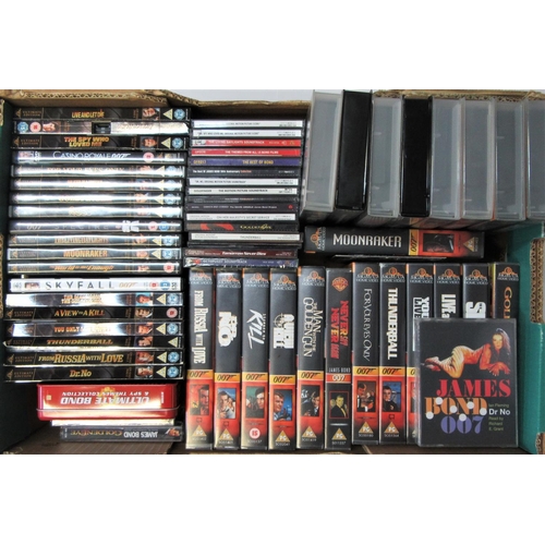 246 - JAMES BOND DVD’s/VHS Video/CD’s to include 19 DVD, 21 VHS Video, 17 CD’s and 3 audio books on casset... 