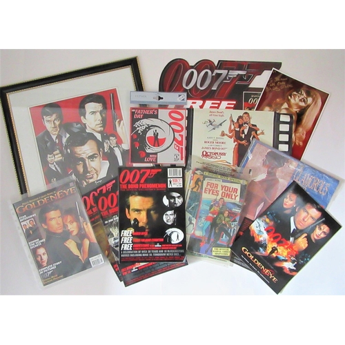 248 - JAMES BOND related items to include a signed Shirley Eaton print, 2x 6’ tall Timothy Dalton cardboar... 