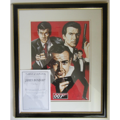 248 - JAMES BOND related items to include a signed Shirley Eaton print, 2x 6’ tall Timothy Dalton cardboar... 