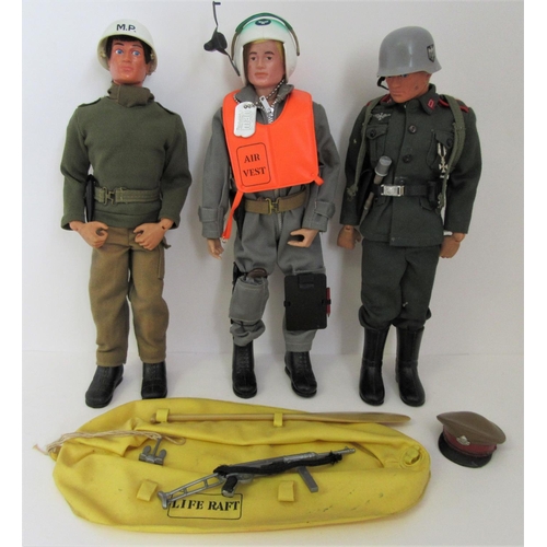 255 - PALITOY vintage Action Man figures to include Scramble Pilot, German Stormtrooper and Solider. Overa... 