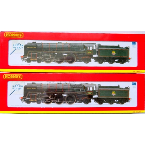 28 - HORNBY (China) 00 gauge BR lineD green 4-6-2 Britannia Class locos and Tenders comprising: R2619 “He... 