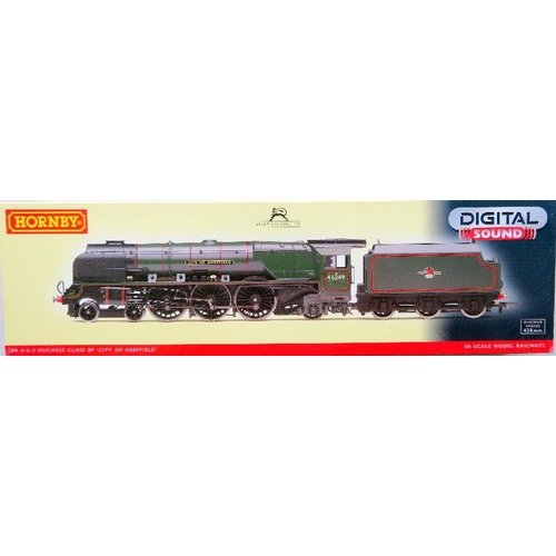 HORNBY (China) 00 gauge R2782XS Duchess Class 4-6-2 “City of Sheffield” No. 46249 loco and Tender BR lined green late crest with factory fitted DCC and Sound. Near Mint in Near Mint Box and Outer Sleeve.