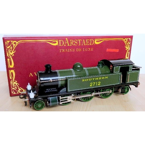 59 - DARSTAED Vintage Style 0 gauge 3 rail electric 2-6-2 Tank Loco No. 2712 Southern lined green. Near M... 