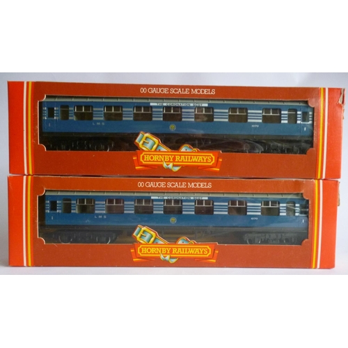 73 - HORNBY 00 gauge LMS Blue/Silver Coronation Scot Coaches. R422 1ST Class x6, R423 Brake x2. (8) Excel... 