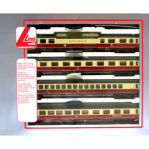 92 - LIMA HO gauge 149742K “Rheingold” Coach Pack containing 4 x DB red and Cream Coaches (1 x Observatio... 