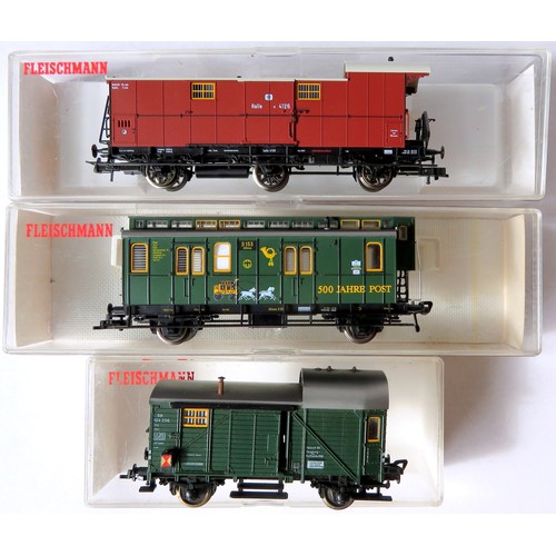 93 - FLEISCHMANN HO gauge Continental outline Rolling Stock comprising: 5894 KPEV 3-Axle Baggage Coach br... 