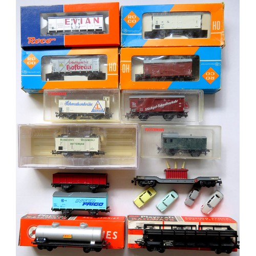 98 - FLEISCHMANN / ROCO / JOUEF / BRAWA etc. HO gauge Continental Outline Goods Wagons comprising: 13 x a... 