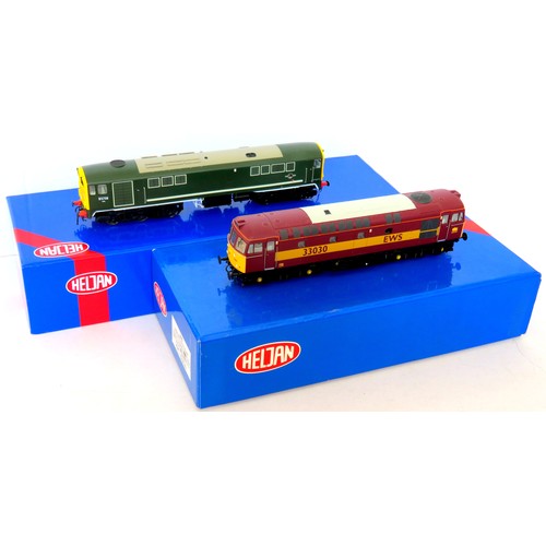 134 - HELJAN 00 gauge Diesel Locos comprising: 28091 Class 28 No. D5708 BR green with full yellow ends, pl... 