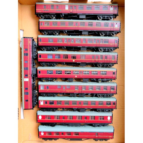 164 - BACHMANN 00 gauge Rolling Stock comprising: 10 x assorted maroon Coaches to include Restaurant, Brak... 