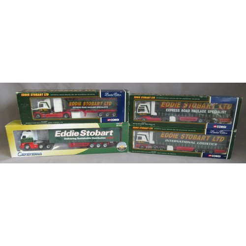 189 - CORGI 1:50th ‘EDDIE STOBART’ Trucks to include CC13201 DAF XF Curtainside, CC13401 MAN TGA Curtainsi... 