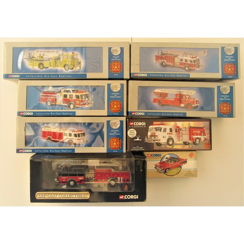 204 - CORGI ‘FIRE RESCUE’ US Fire Trucks to include 54902 E-one 75ft Ladder, US53802 Mack CF Tower Ladder ... 