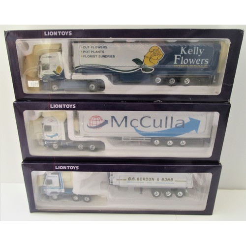 205 - LION TOYS 1:50TH Modern Trucks to include LM2150 “Kelly Flowers”, DAF “McCulla” and Volvo “G.S.Gordo... 